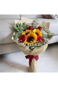 SunFlower and roses bouquet 